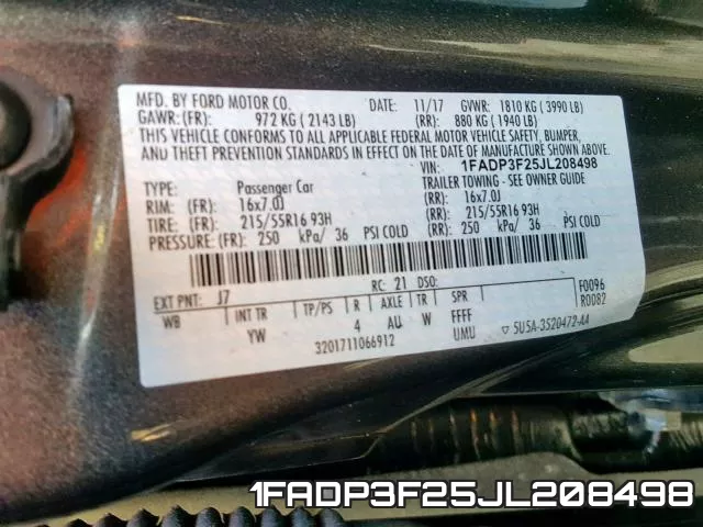 1FADP3F25JL208498 фото 2