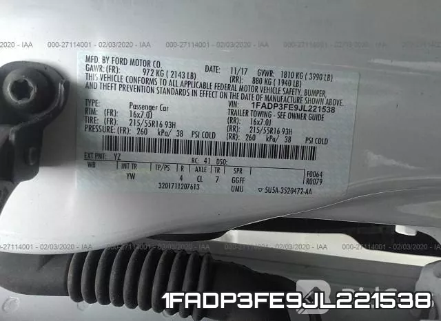 1FADP3FE9JL221538 фото 10