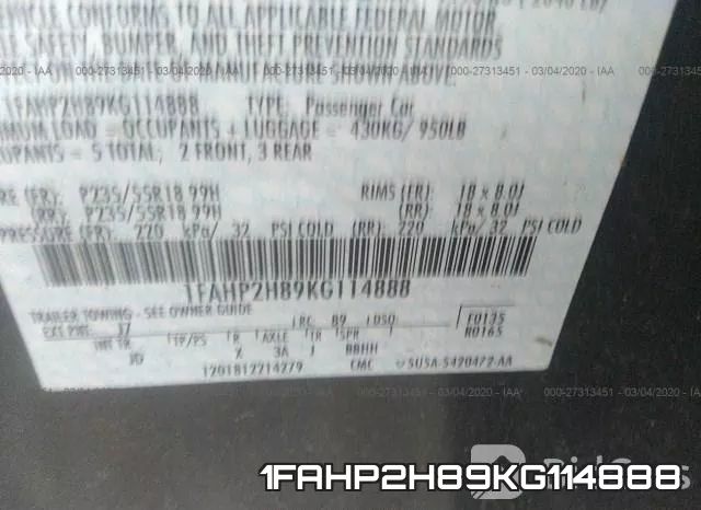1FAHP2H89KG114888 фото 10