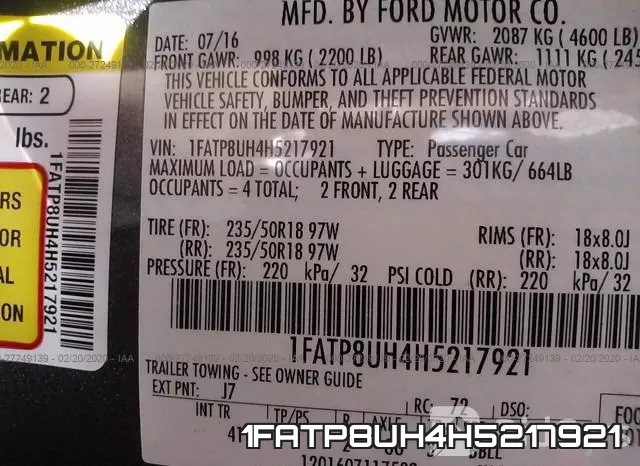 1FATP8UH4H5217921 фото 10