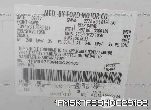 1FM5K7F89HGC29183 фото 10