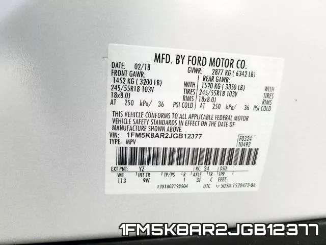 1FM5K8AR2JGB12377 фото 2