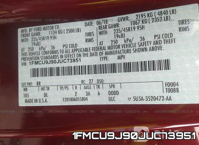 1FMCU9J90JUC73951 фото 10