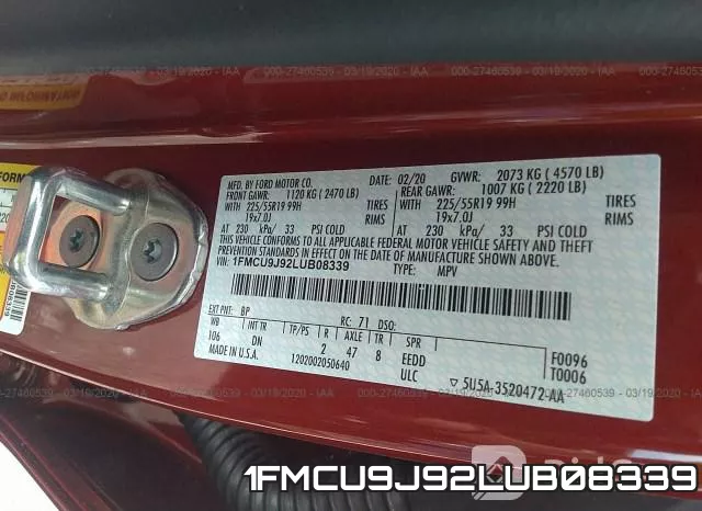 1FMCU9J92LUB08339 фото 10