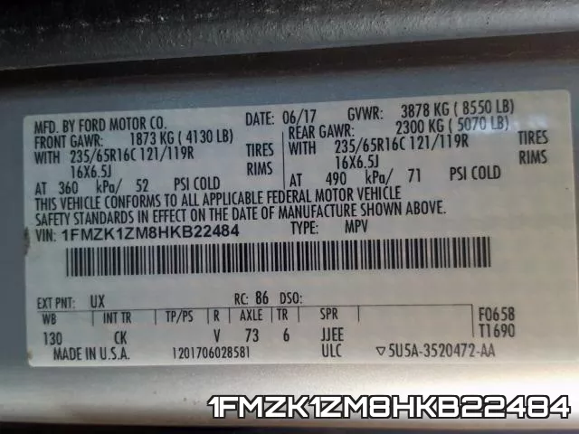 1FMZK1ZM8HKB22484 фото 2
