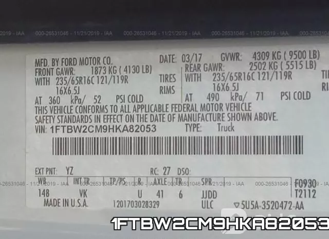 1FTBW2CM9HKA82053 фото 10