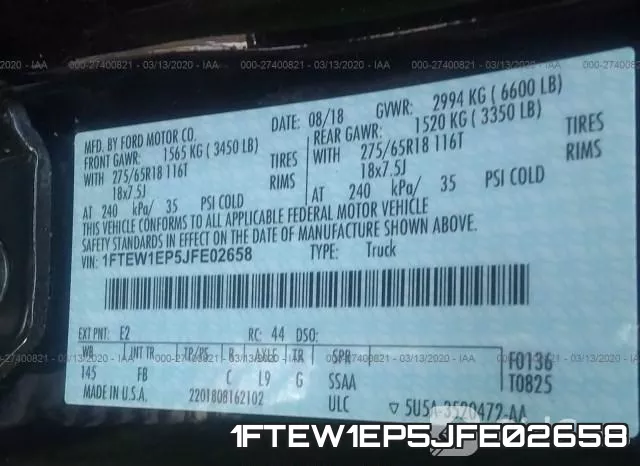 1FTEW1EP5JFE02658 фото 10
