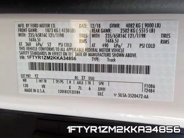 1FTYR1ZM2KKA34856 фото 2