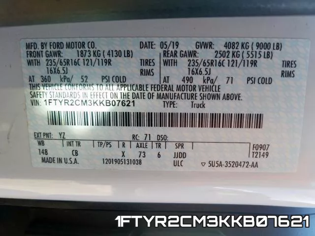 1FTYR2CM3KKB07621 фото 2