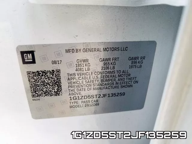 1G1ZD5ST2JF135259 фото 2