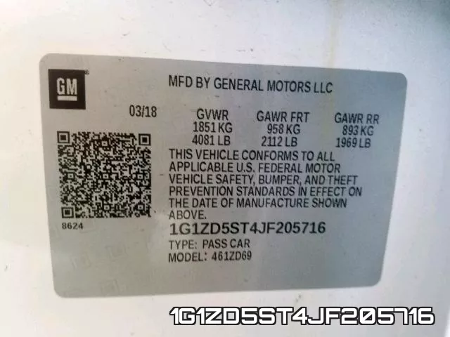 1G1ZD5ST4JF205716 фото 2