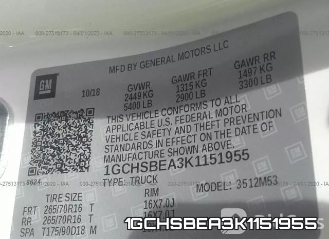 1GCHSBEA3K1151955 фото 10
