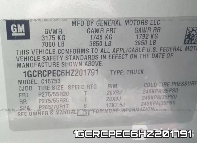 1GCRCPEC6HZ201791 фото 10