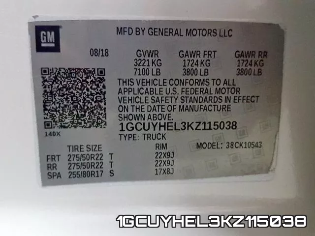 1GCUYHEL3KZ115038 фото 2