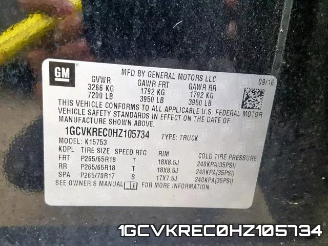 1GCVKREC0HZ105734 фото 2