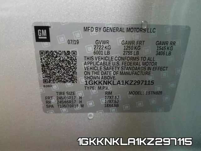 1GKKNKLA1KZ297115 фото 2