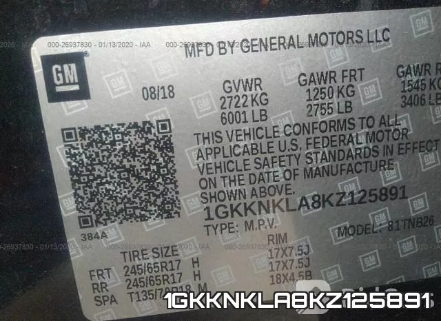 1GKKNKLA8KZ125891 фото 10