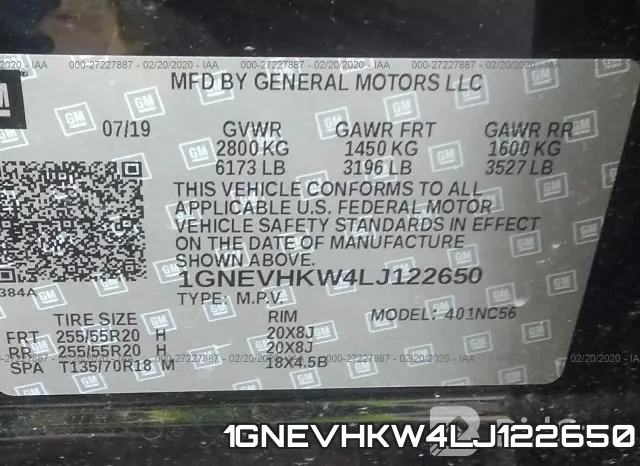 1GNEVHKW4LJ122650 фото 10