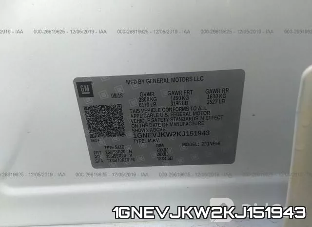1GNEVJKW2KJ151943 фото 10