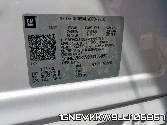 1GNEVKKW9JJ106857 фото 2
