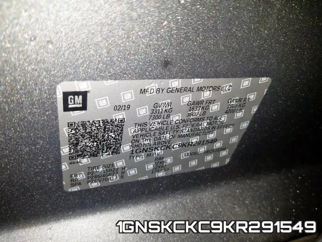 1GNSKCKC9KR291549 фото 2