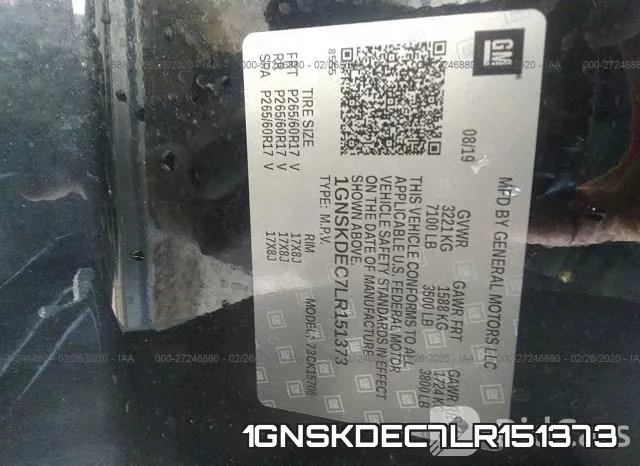 1GNSKDEC7LR151373 фото 10