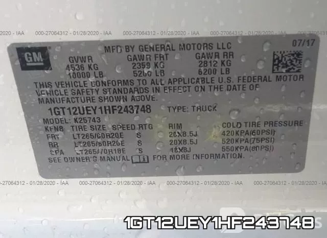 1GT12UEY1HF243748 фото 10