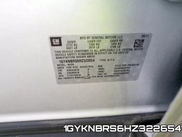 1GYKNBRS6HZ322654 фото 2