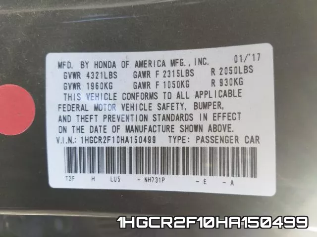1HGCR2F10HA150499 фото 2