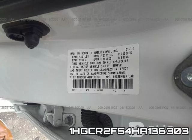 1HGCR2F54HA136303 фото 10