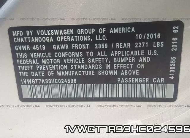1VWGT7A33HC024596 фото 10