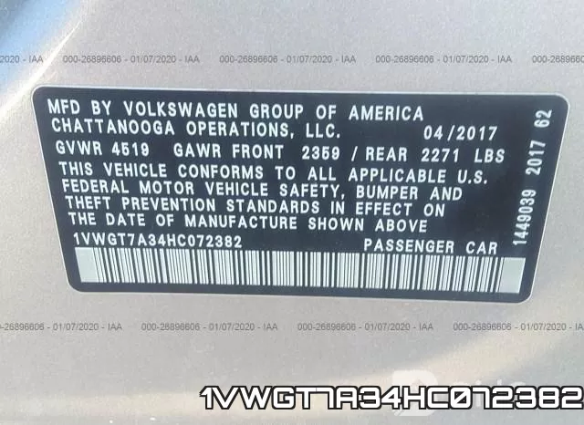 1VWGT7A34HC072382 фото 10