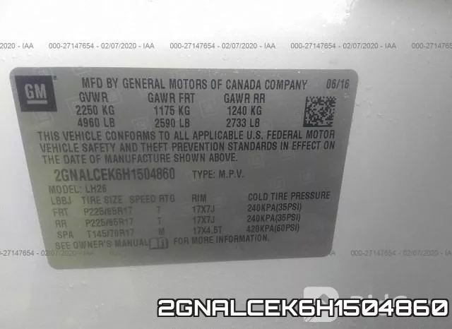 2GNALCEK6H1504860 фото 10