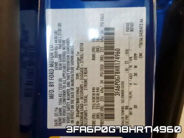 3FA6P0G78HR174960 фото 2
