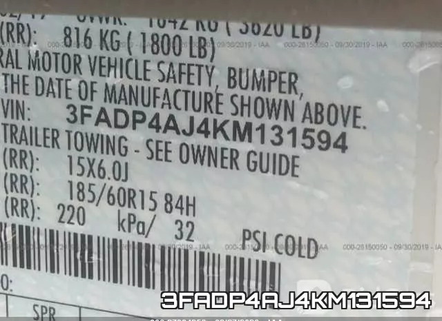 3FADP4AJ4KM131594 фото 10