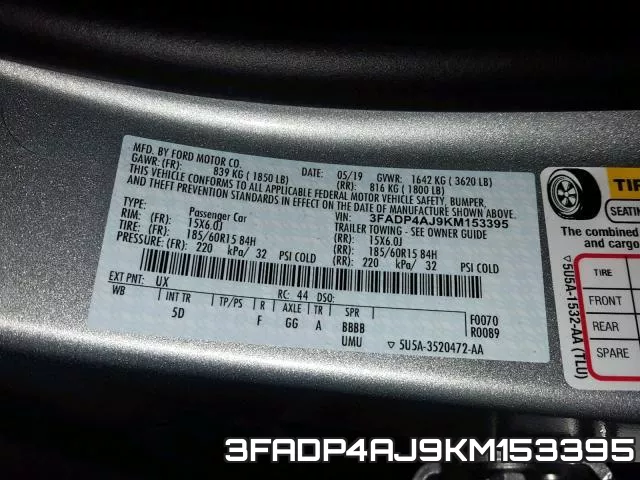 3FADP4AJ9KM153395 фото 2