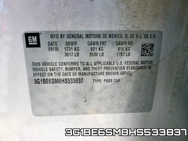 3G1BE6SM8HS533837 фото 2
