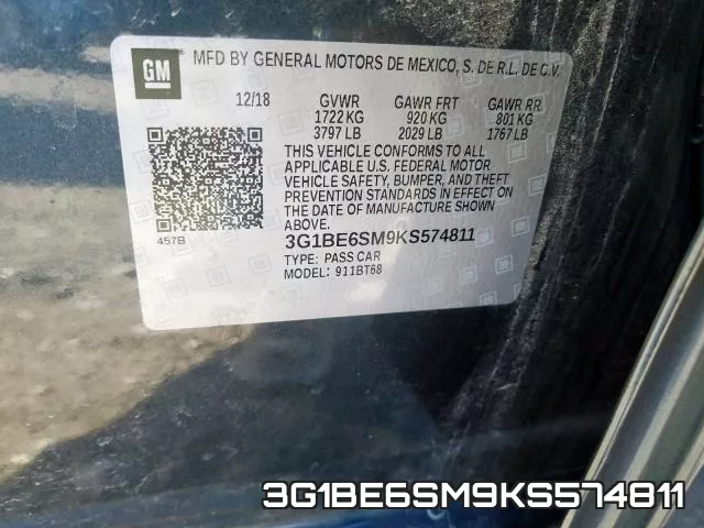 3G1BE6SM9KS574811 фото 2