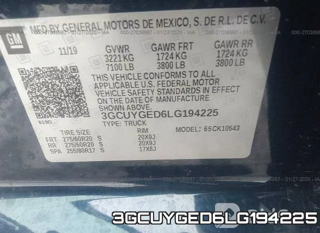3GCUYGED6LG194225 фото 10