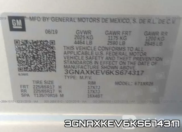 3GNAXKEV6KS674317 фото 10