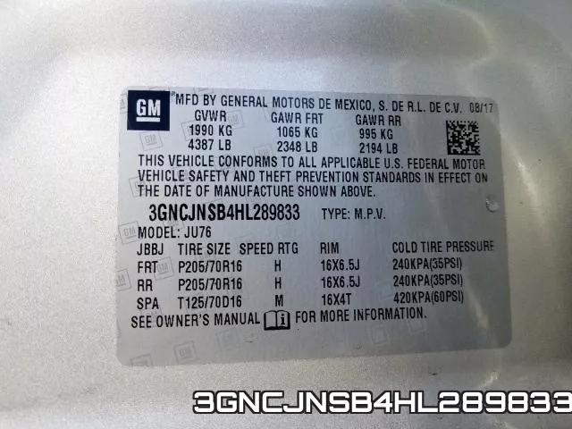 3GNCJNSB4HL289833 фото 2