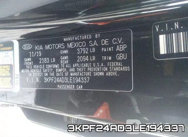 3KPF24AD3LE194337 фото 10