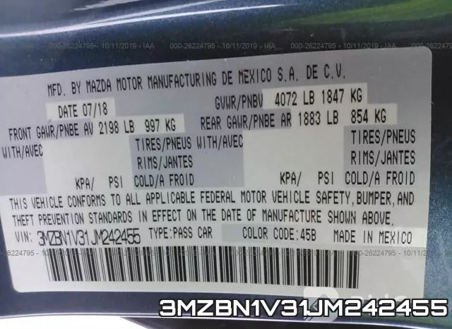 3MZBN1V31JM242455 фото 10