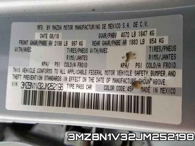 3MZBN1V32JM252198 фото 2