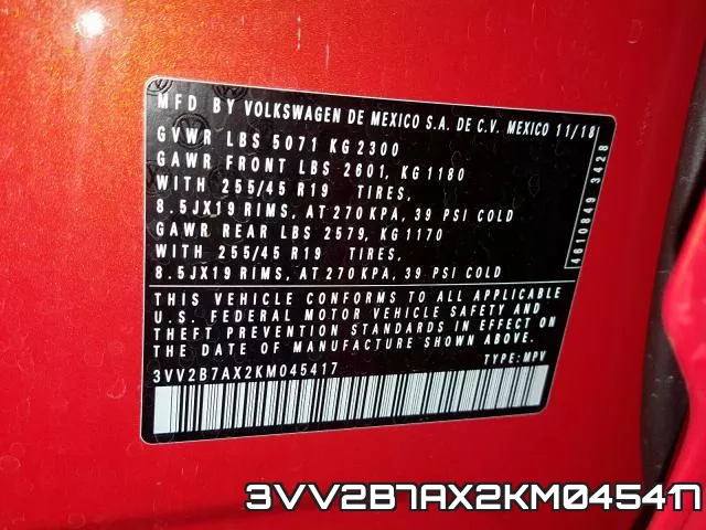 3VV2B7AX2KM045417 фото 2