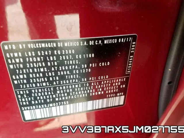 3VV3B7AX5JM027755 фото 2
