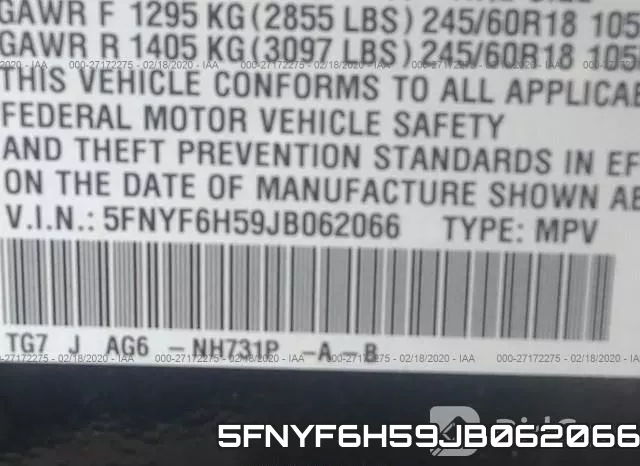 5FNYF6H59JB062066 фото 10