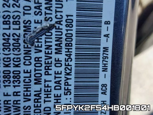 5FPYK2F54HB001801 фото 2