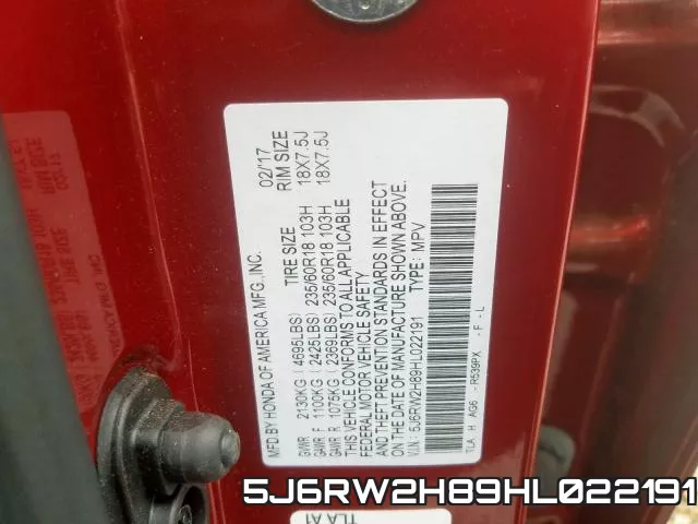 5J6RW2H89HL022191 фото 2