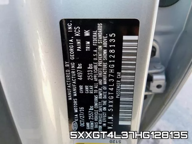 5XXGT4L37HG128135 фото 2